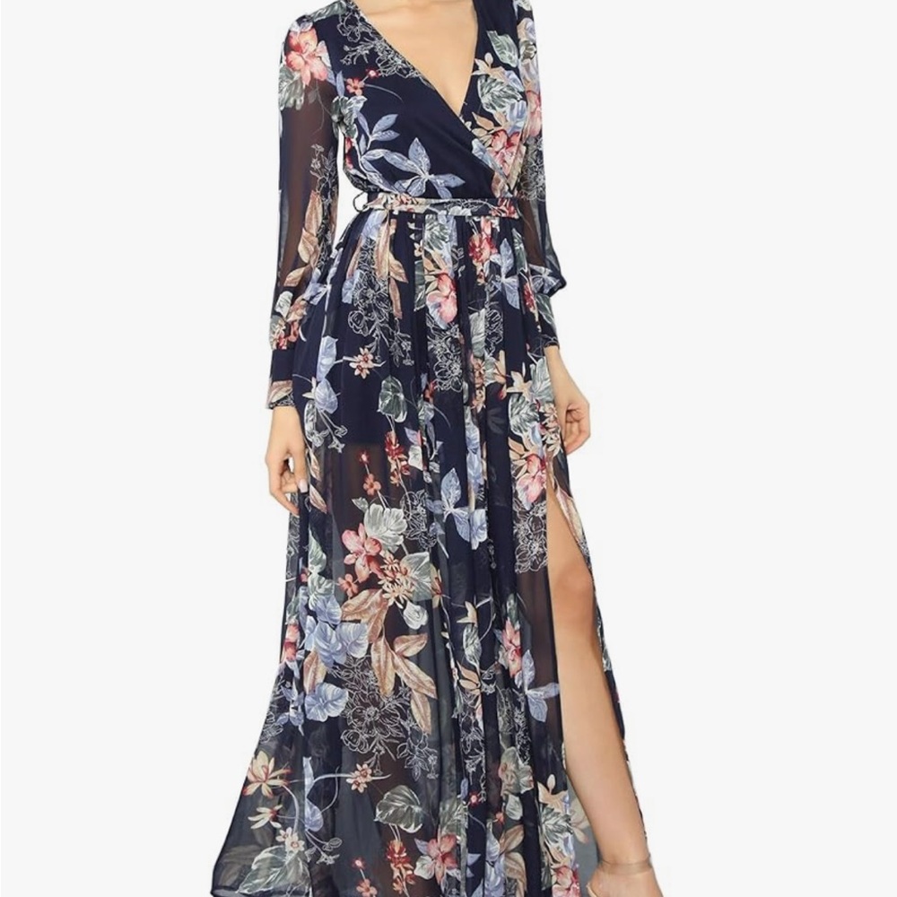 Floral Maxi Dress - Black and Multicolor